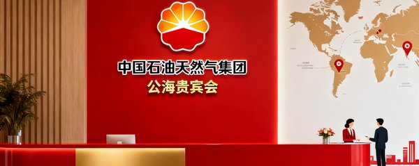中国石油天然气集团品牌标识，公海贵宾会为其海外商务考察提供路线规划与接待服务